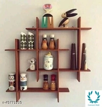 Royal Wall Shelves - LXHXB:-40X30X12 cm, Black, Wooden , No.of Shelves : 5